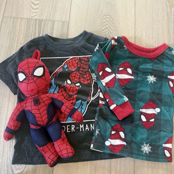 Marvel Other - Spiderman Christmas Pajama Top Boys 3T Shirt Snuggly Soft Bath Plush Spidey Set